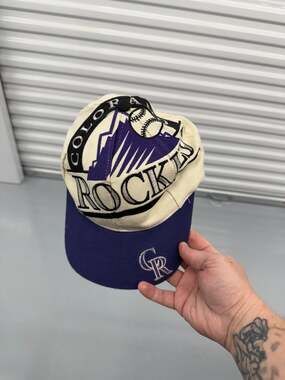 Vintage 90s Colorado Rockies The Game Big Logo Wrap Around Snapback Hat